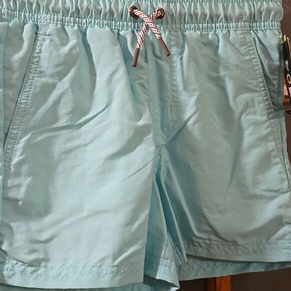 Boys solid swim trunks blue size 8 pockets drawstring waist upf 50+ bottom mint - Picture 8 of 11